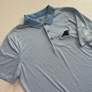 Carolina Panthers NIKE GOLF Dri-Fit Stripe Blue & White Mens Medium Standard Fit